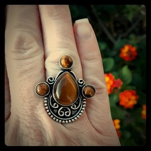 New Tiger Eye 925 Silver Ring.